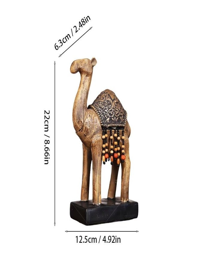 تمثال جمل نادر من الراتنج، مقاس 4.92 × 2.48 × 8.66 بوصة، تماثيل حيوانات صحراوية، زينة جمل، ديكور غرفة بنمط ريترو، ديكور رائع لغرفة المعيشة أو المكتب المنزلي (متوسط) - Image 4